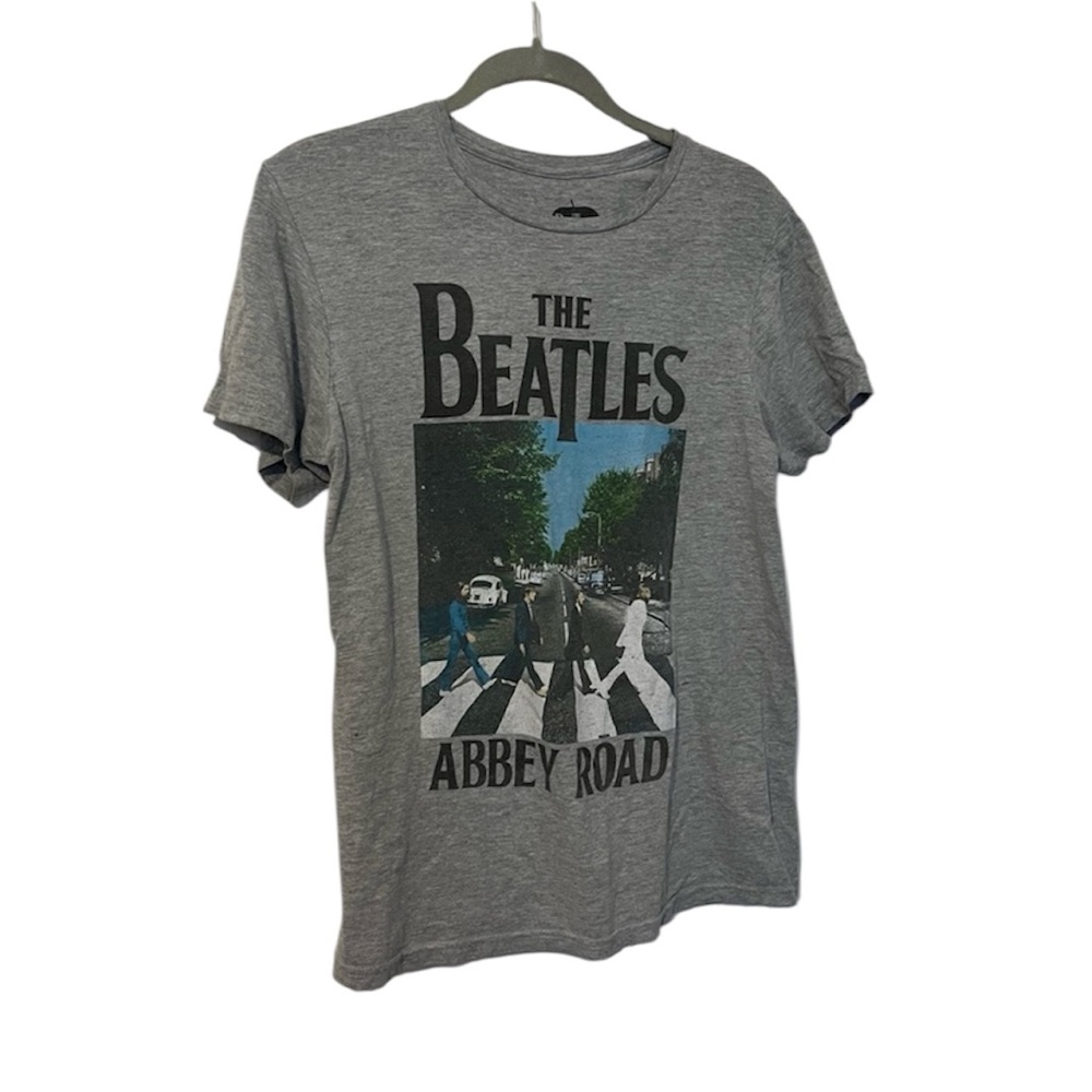 The Beatles Abbey Road Graphic Print Short Sleeve Cotton T-Shirt Gray Size S